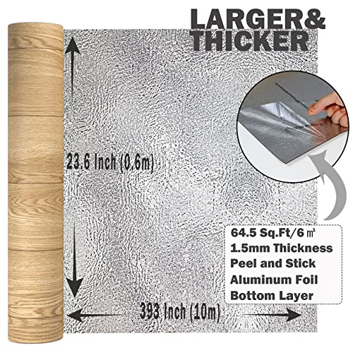 Oxdigi Peel and Stick Vinyl Flooring Roll 23"x393" Waterproof Wood Plank U1250