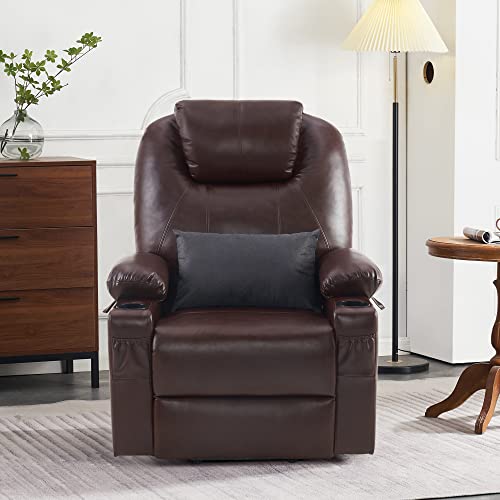 MCombo Dual Motor Power Lift Recliner Chair for Elderly with Heat and Massage, Faux Leather, Black R7957
