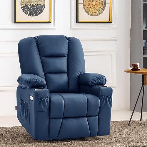 MCombo Small Power Lift Recliner Chair with Massage and Heat, Faux Leather, Dark Brown E441