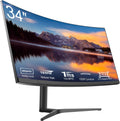 34" Curved WQHD 3440×1440 Gaming Monitor 165Hz, 1ms, 1500R, HDR 10, 100% sRGB PC Screen, AMD Free-Sync Premium/G-Sync Compatible, 2 x DispalyPort 1.4 & HDMI 2.0, Height/Tilt Adjustable Stand, Black