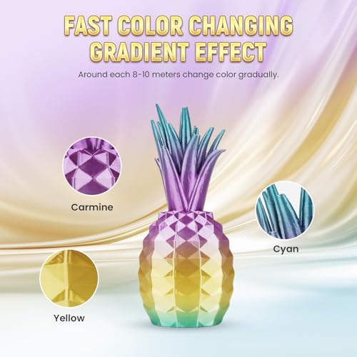 FLASHFORGE Silk PLA 3D Printer Filament 1.75mm 1KG, Multicolored Gradient V83097