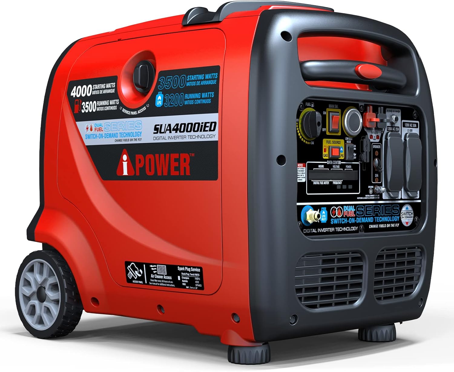 A-iPower SUA4000iED 4000W Portable Inverter Generator, Gas & Propane, Electric Start R160