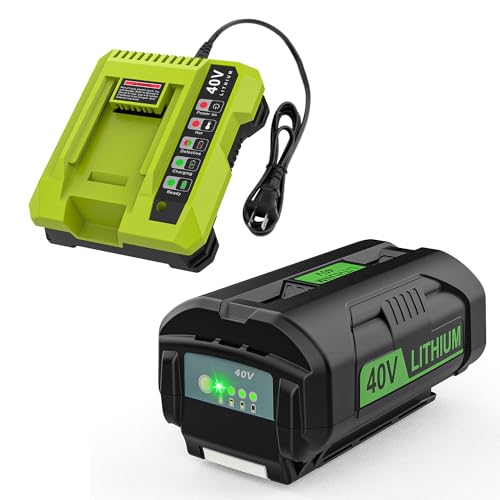 40 Volt 6500mAh Lithium-ion Battery for Ryobi 40V Battery Cordless Tools OP4040 OP4026 OP4030 OP4050 OP4060A 40V Ryobi Battery with Ryobi 40v Charger OP401
