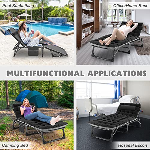 ABORON Folding Camping Cot with Mat for Adults, Heavy Duty Outdoor Bed with Carry Bag C211720