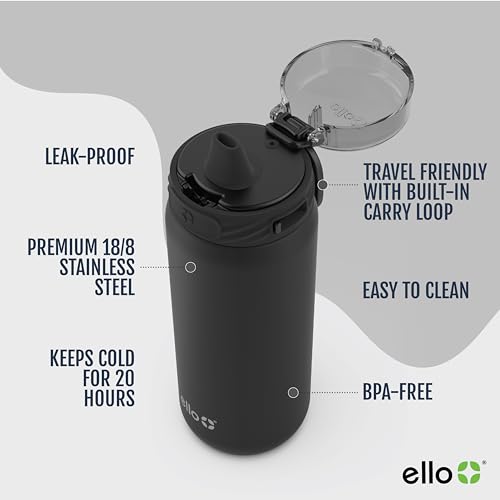 Ello Cooper 32oz Stainless Steel Water Bottle with Straw and Handle Q4598