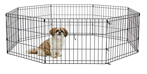 New World Folding Metal Dog Exercise Pen, 24-Inch Tall, Black E-Coated Q53206