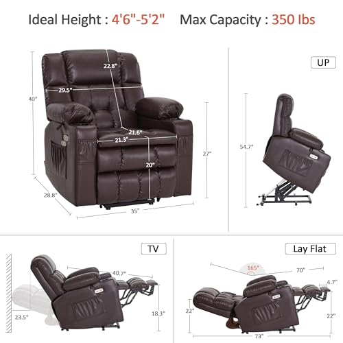 MCombo Dual Motor Power Lift Recliner Chair for Elderly with Heat and Massage, Black E570141