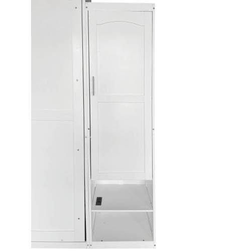 Queen Size Murphy Bed with Desk & Charging Station, White K505073
