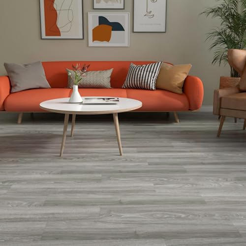 Self Adhesive Vinyl Flooring Planks Wood Effect Waterproof Grey 36pcs U963416