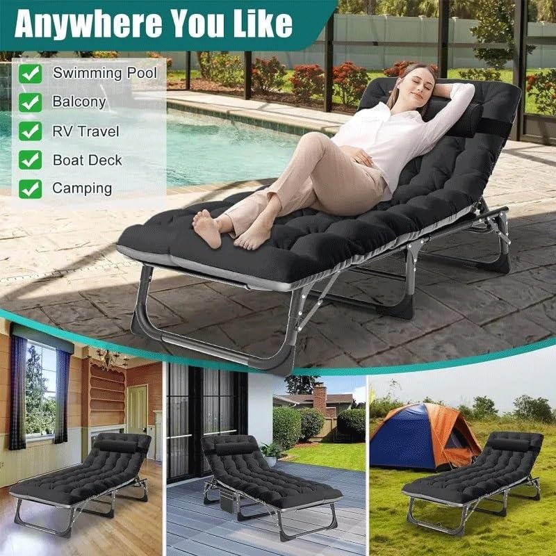Folding Camping Cot for Adults with Mat, Heavy Duty Outdoor Sleeping Bed B58096