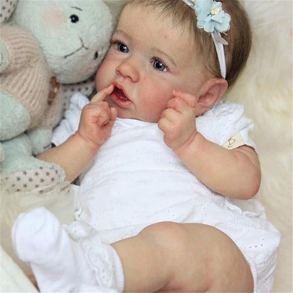 Reborn Baby Dolls Real Saskia Replica, 20 inch Newborn Girl Doll With Realistic Veins, Lifelike Handmade Vinyl with Weighted Cloth Body, Advanced Painted Gift Set for Kids Age 3+
