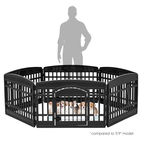 IRIS USA 34" 8-Panel Dog Playpen with Door, Black N326