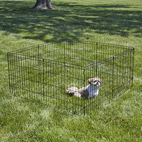 New World Folding Metal Dog Exercise Pen, 24-Inch Tall, Black E-Coated Q53206