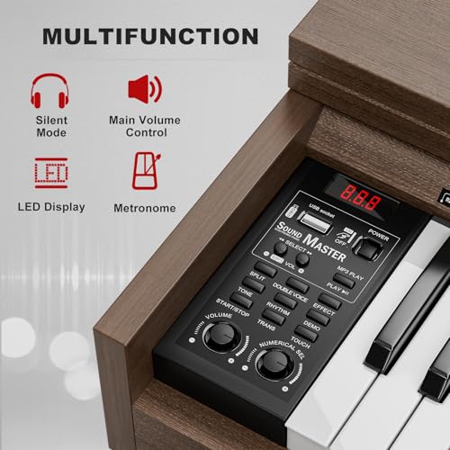 UMOMO 88 Weighted Key Digital Piano with Bench, Hammer Action, Black W36770