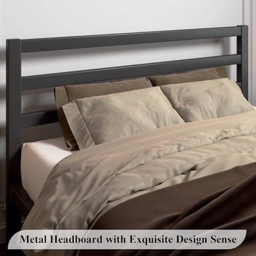 Full Size Heavy Duty Metal Platform Bed Frame with Under Bed Storage, Black R9813
