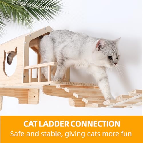 Cat Wall Shelves with Scratching Post, 3-Step Indoor Climbing Set H1185