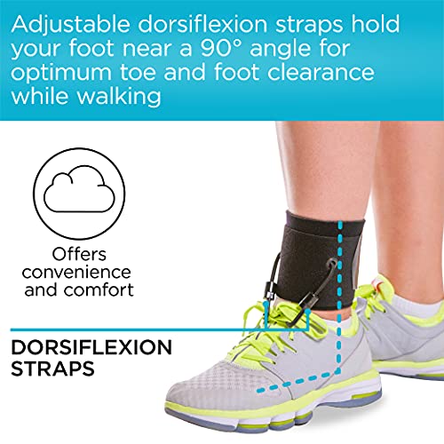 BraceAbility AFO Foot Drop Brace - Adjustable Soft Ankle Foot Orthosis for Men and Women A9215