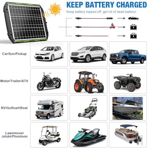 25W 12V Solar Battery Charger & Maintainer for Car Boat RV J964