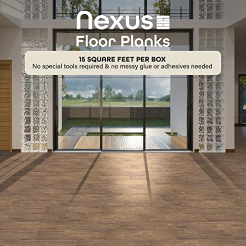 Achim Home Decor Nexus Planks Peel and Stick Vinyl Floor Tile, Hickory, 10-Pack E9163