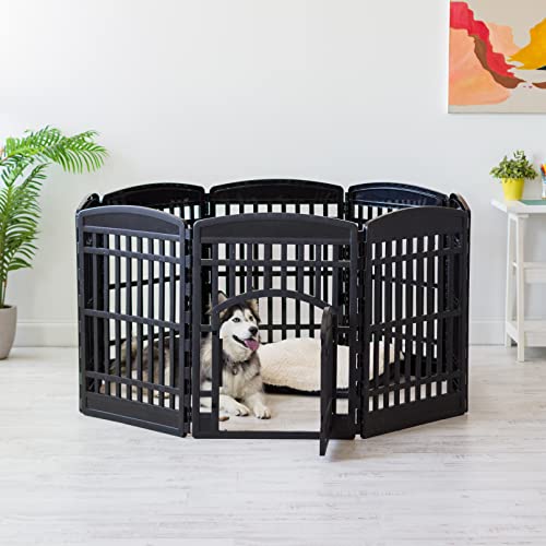 IRIS USA 34" 8-Panel Dog Playpen with Door, Black N326