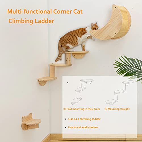 Solid Wood Cat Wall Shelves and Perches for Indoor Cats 3-Piece Set M28209