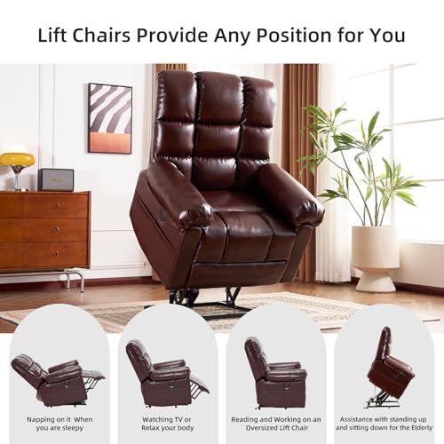 Oversized Power Lift Recliner Chair with Massage and Heat for Elderly, Beige R7985