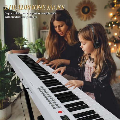 Ktaxon Weighted Keyboard Piano 88 Keys Digital Piano with Stand, Bag, Pedal, Headphones and MIDI Bluetooth M8426