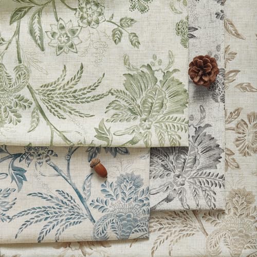 jinchan Linen Floral Curtains for Living Room 84 Inch Sage Green Z73028