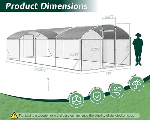 Jocisland Large Walk-in Chicken Coop with Dome Roof and Wire Mesh M784