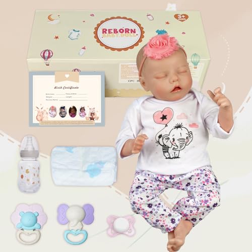 JIZHI Lifelike Reborn Baby Doll 17-Inch Soft Body Realistic Newborn with Feeding Kit Q5629