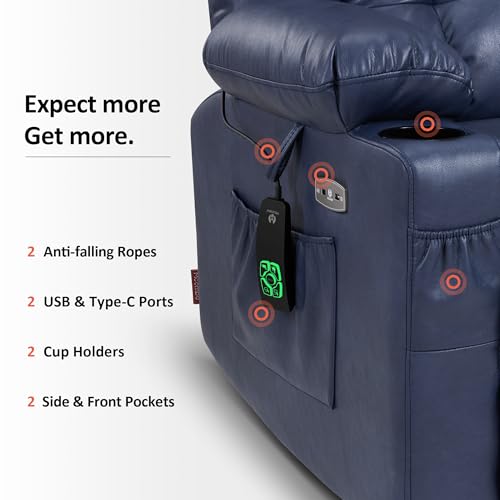 MCombo Dual Motor Power Lift Recliner Chair for Elderly with Heat and Massage, Black E570141