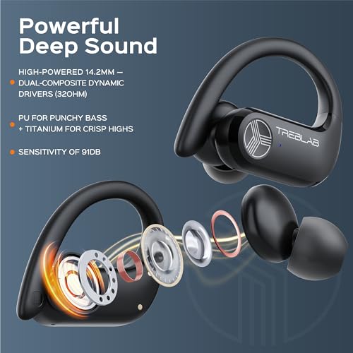 TREBLAB X3 Pro True Wireless Earbuds with Earhooks, Bluetooth 5.3 C6601