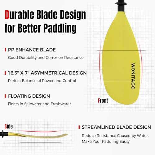 Kayak Paddles with Alloy Shaft and PP Blade, Adjustable 230-250 cm E1062