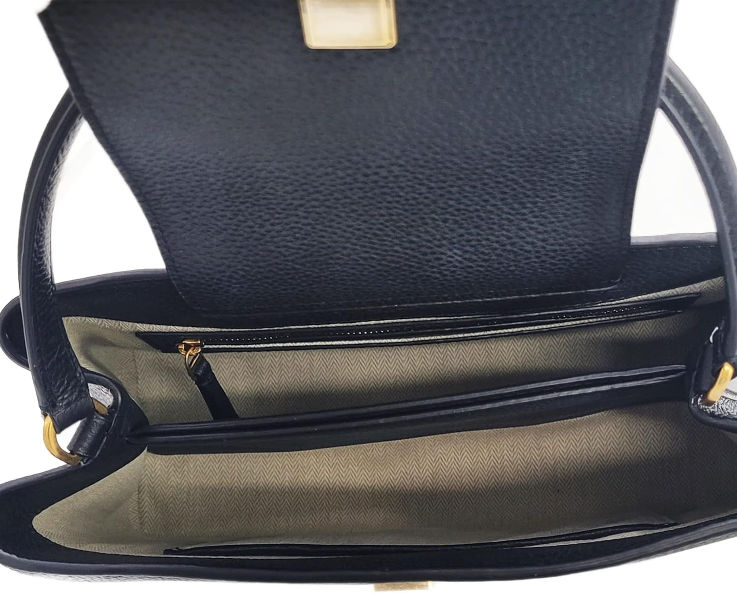 Tory Burch Britten Pebbled Leather Satchel Bag, Black G68388