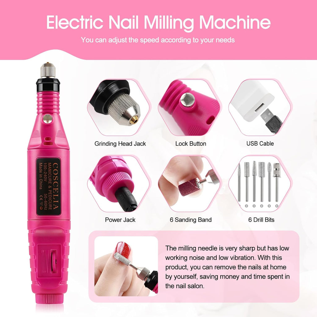 Acrylic Nail Kit with Drill and UV Light for Beginners 45pcs P248