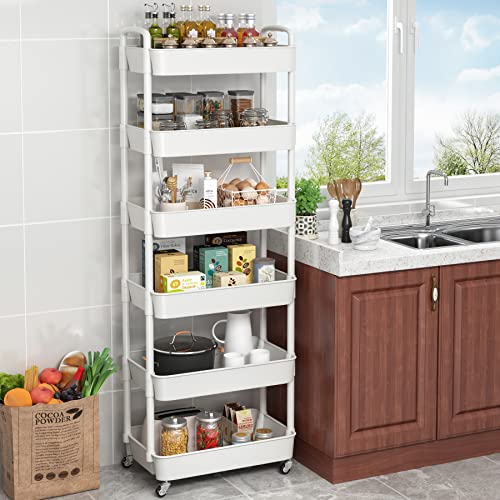 Sywhitta 3-Tier Plastic Rolling Utility Cart with Handle, Black F220270