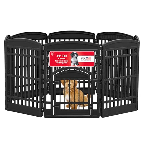IRIS USA 34" 8-Panel Dog Playpen with Door, Black N326