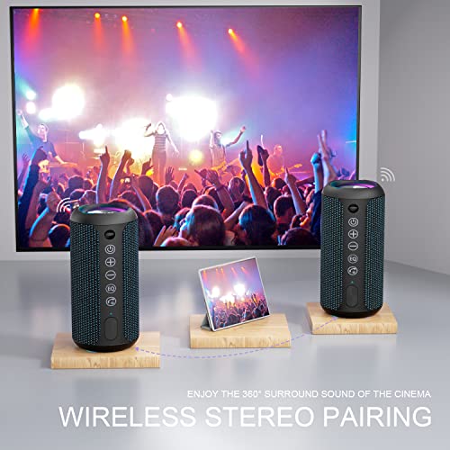 Ortizan Portable Bluetooth Speaker IPX7 Waterproof 24W Loud Sound, Black J77282