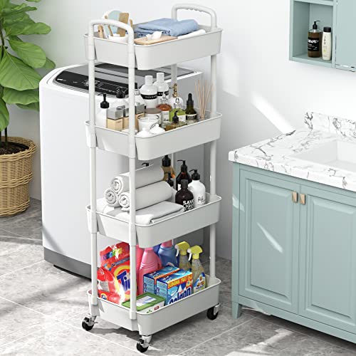 Sywhitta 3-Tier Plastic Rolling Utility Cart with Handle, Black F220270