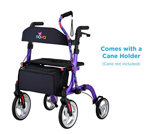 NOVA Medical Products Express Rollator Walker, Large Wheels, Red X4411