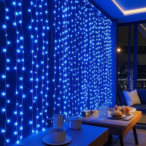 Dazzle Bright 300 LED Curtain Lights, Warm White, Plug in for Bedroom & Outdoor Decor X62406