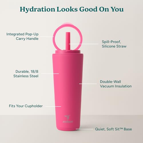 Halo 32 oz Stainless Steel Vacuum Insulated Tumbler with Flip Handle Lid, Lilac Bud H350