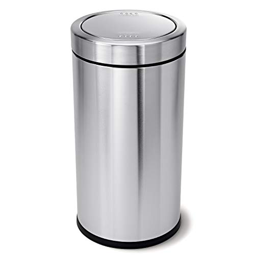 simplehuman 30 Liter / 8 Gallon Round Step Trash Can, Brushed Stainless Steel
