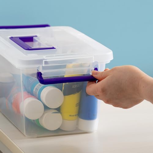 IRIS USA 5 Qt Plastic Storage Bins with Lids, 6 Pack, Stackable, Clear N3948