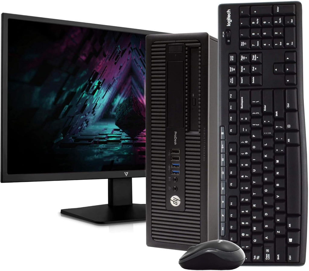 HP ProDesk 600G1 Desktop Computer PC, Intel Quad-Core i5, 500GB HDD Storage, 4GB DDR3 RAM, Windows 10 Home, DVD, WiFi, New 24in Monitor, Wireless Keyboard and Mouse (Renewed)