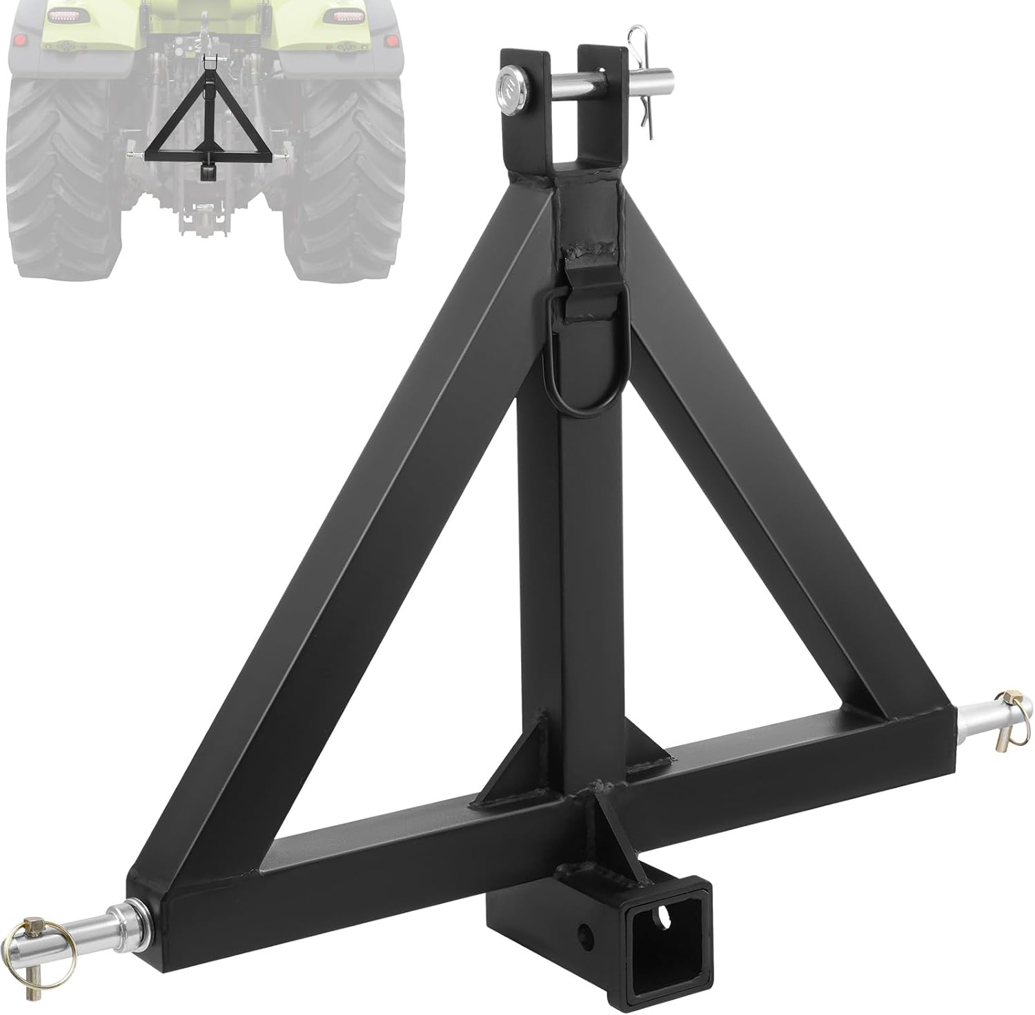 VEVOR 3 Point Hitch Receiver, 3 Point 2" Receiver Trailer Hitch Category 1 Tractor Tow Drawbar Adapter with Pins, Compatible with Kubota, Mahindra, Ford, Yanmar, John Deere, Massey Ferguson