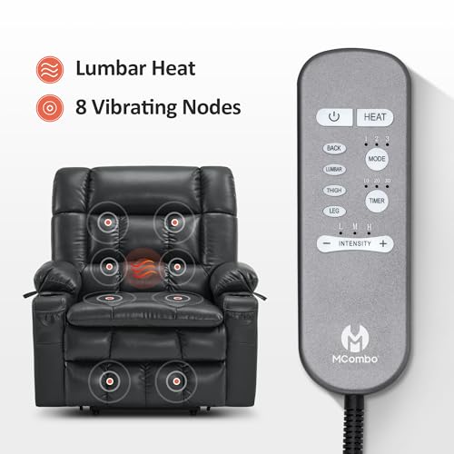 MCombo Dual Motor Power Lift Recliner Chair for Elderly with Heat and Massage, Black E570141