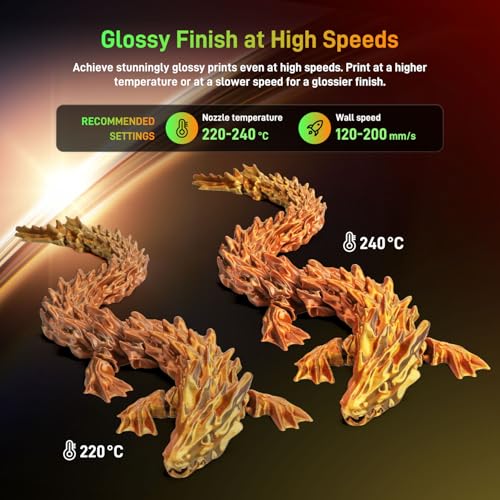 FLASHFORGE Silk PLA 3D Printer Filament 1.75mm 1KG, Multicolored Gradient V83097