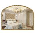 28"x36" Large Arch Wall Mirror, Decorative Beaded Frame Hanging Vanity Mirror for Dresser, Bathroom, Entryway, Bedroom, Mantel, Antique Gold