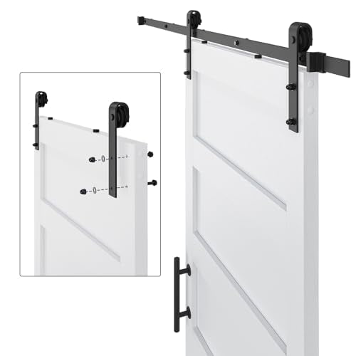 White 5-Panel Solid Sliding Barn Door with Hardware Kit W109